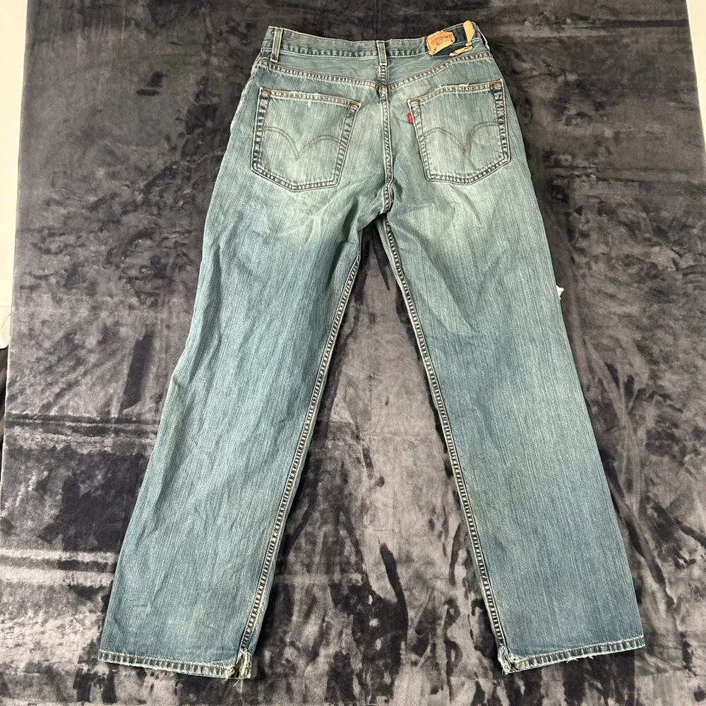 Levi's 569 Loose Straight Jeans Mens 32x34 Blue Distressed Ripped Denim